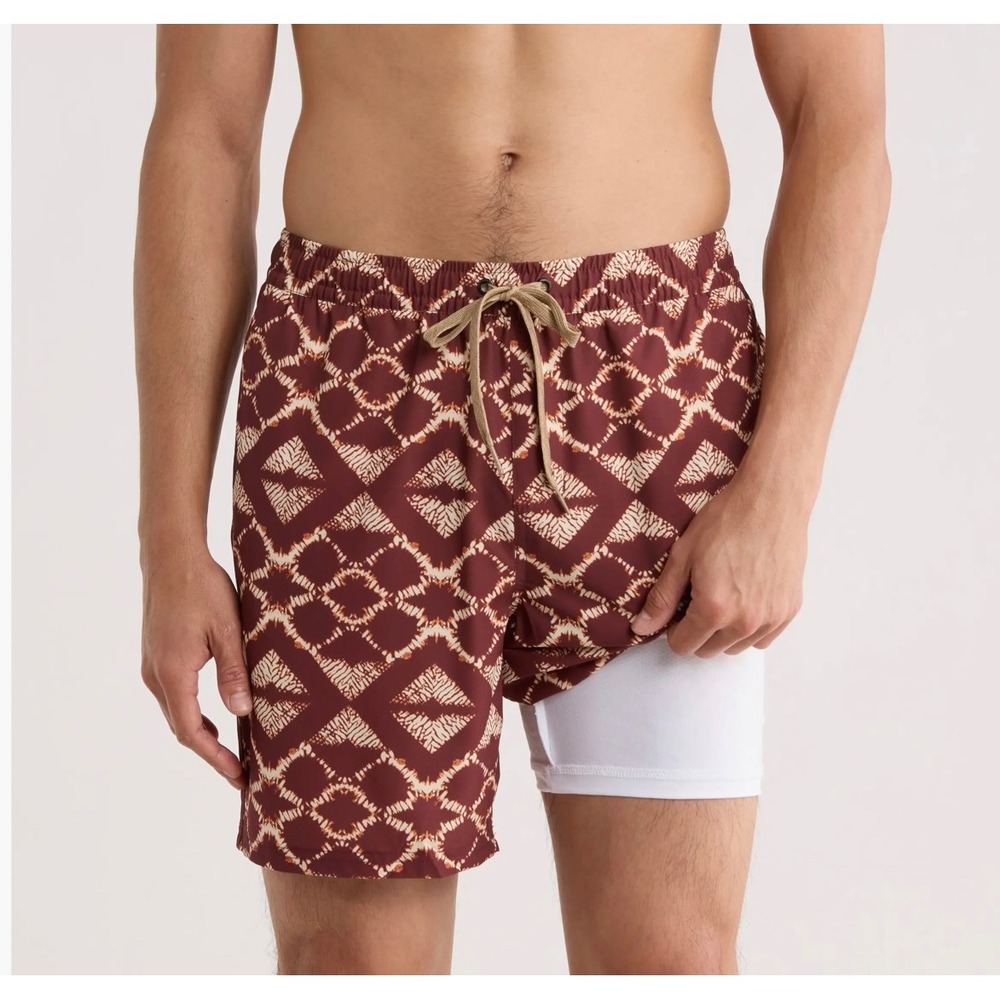 Billabong Mens Swim Volley Shorts 7 Inch Inseam Geometric Ikat Burgundy Medium